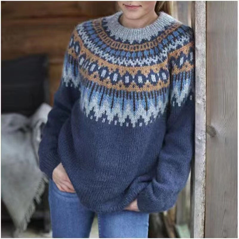 Women's Sweater Acrylic Thick Needle Thick Jacquard