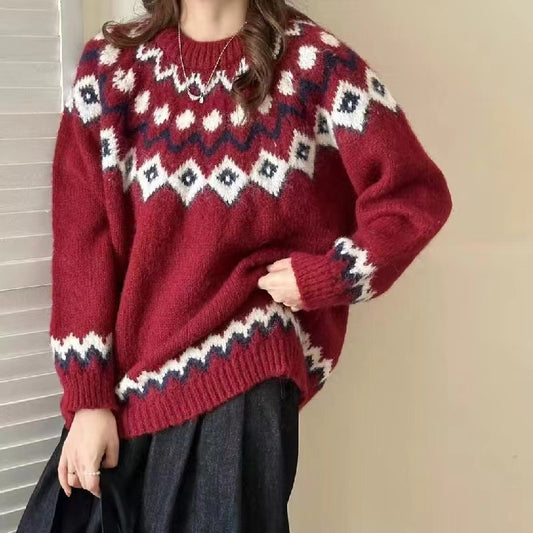 Women's Sweater Acrylic Thick Needle Thick Jacquard