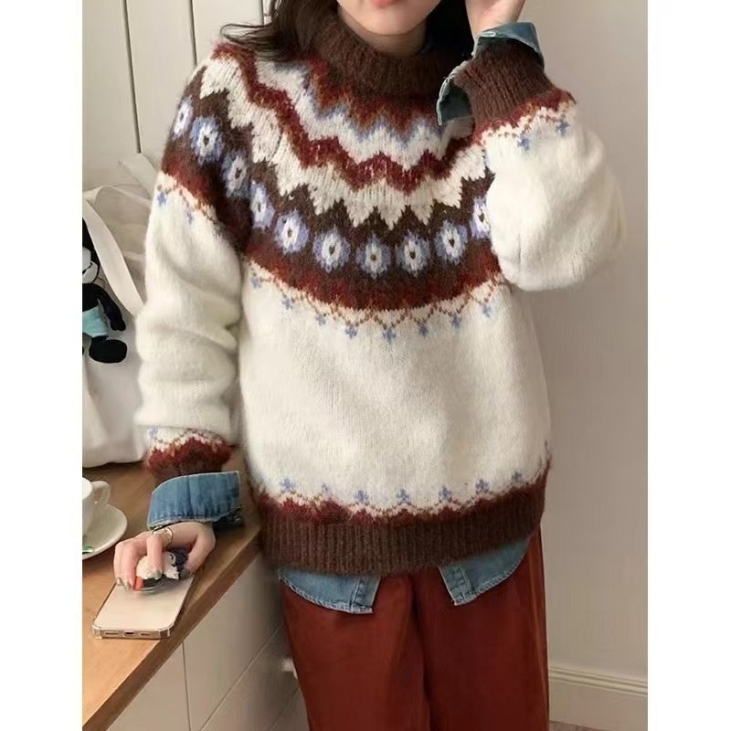 Women's Sweater Acrylic Thick Needle Thick Jacquard