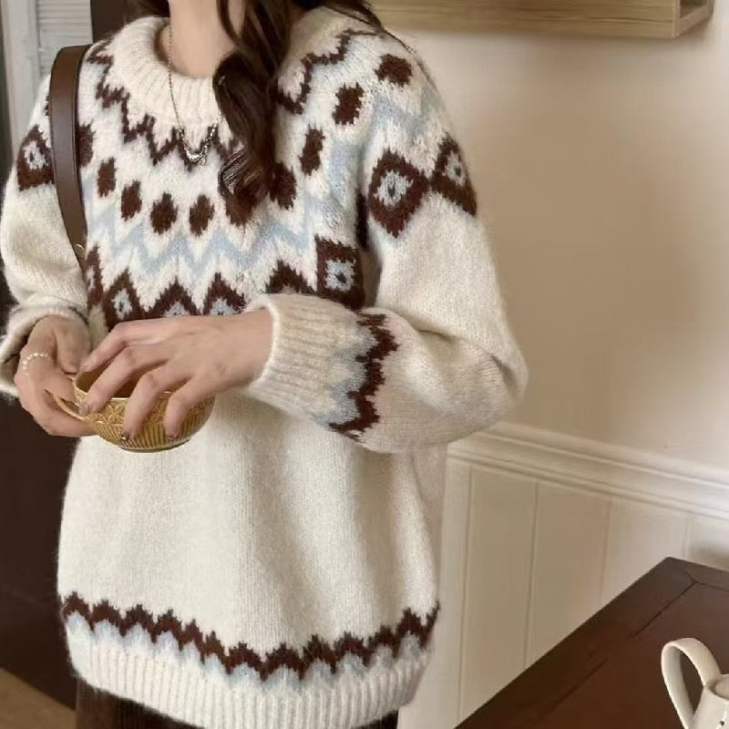 Women's Sweater Acrylic Thick Needle Thick Jacquard