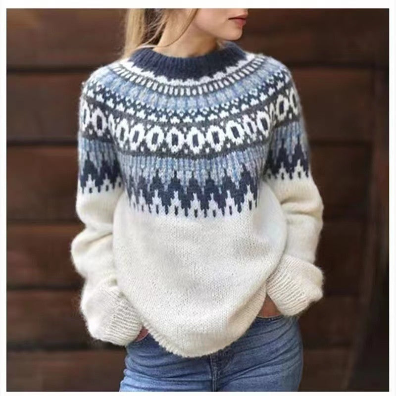 Women's Sweater Acrylic Thick Needle Thick Jacquard
