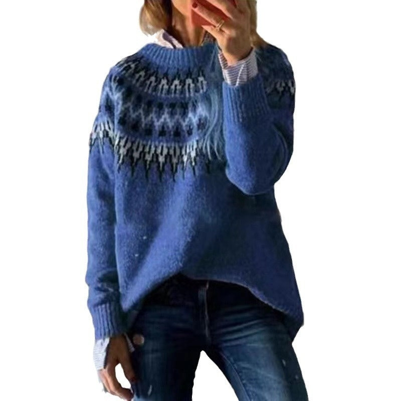 Women's Sweater Acrylic Thick Needle Thick Jacquard